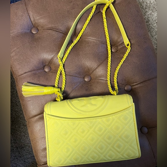 Tory Burch Yellow Orchid Fleming Matte Small Convertible Crossbody Shoulder Bag - Picture 6 of 11